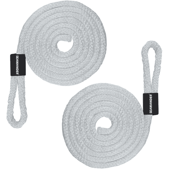 Seamander White 3/8" x 6 Feet Double Braided Dock Line & Rope 2 Count