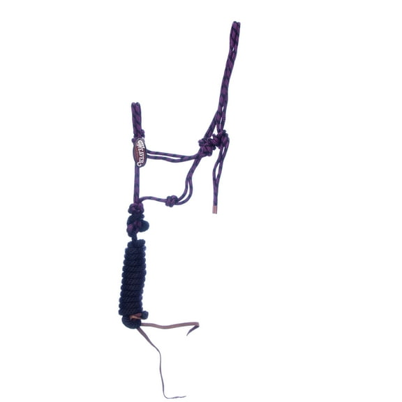 3/8' X 1/2" X 10' Diamond Braid Horse Roper Halter & Lead Color: Purple/Black