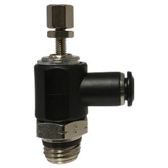 3/8 X 1/4 Push-In X MIP Angle Valve Meter Out, Composite Body Push In Fittings, Brass Fittings