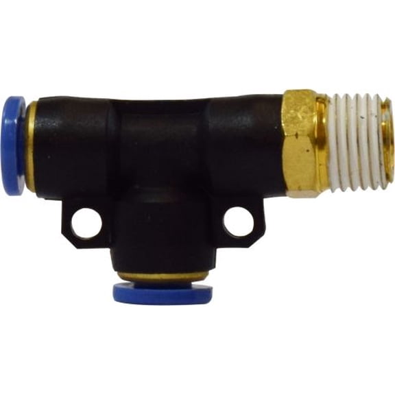 3/8 X 1/4 Push-In X MIP Swivel Run T, Composite Body Push In Fittings, Brass Fittings