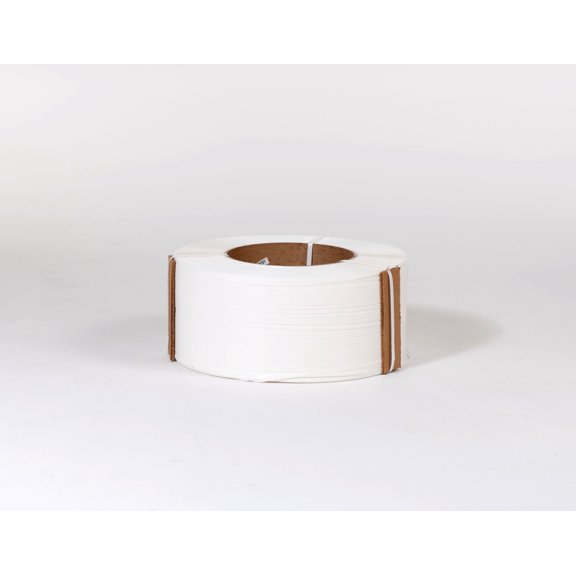 3/8" X 12,900' White Machine Grade Poly Strapping Break Strength 300 lbs. .024 Thick 9 x 8" Core