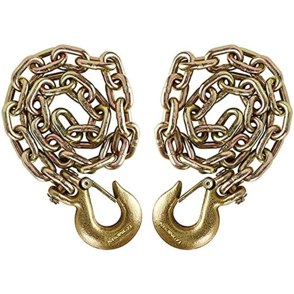 3/8" X 35" Trailer Safety Chain 2pcs Grade 70 Binder Chain with Clevis Grab Hooks Gooseneck Safety Chains Capacity 26400lbs for Trailers RV Camper