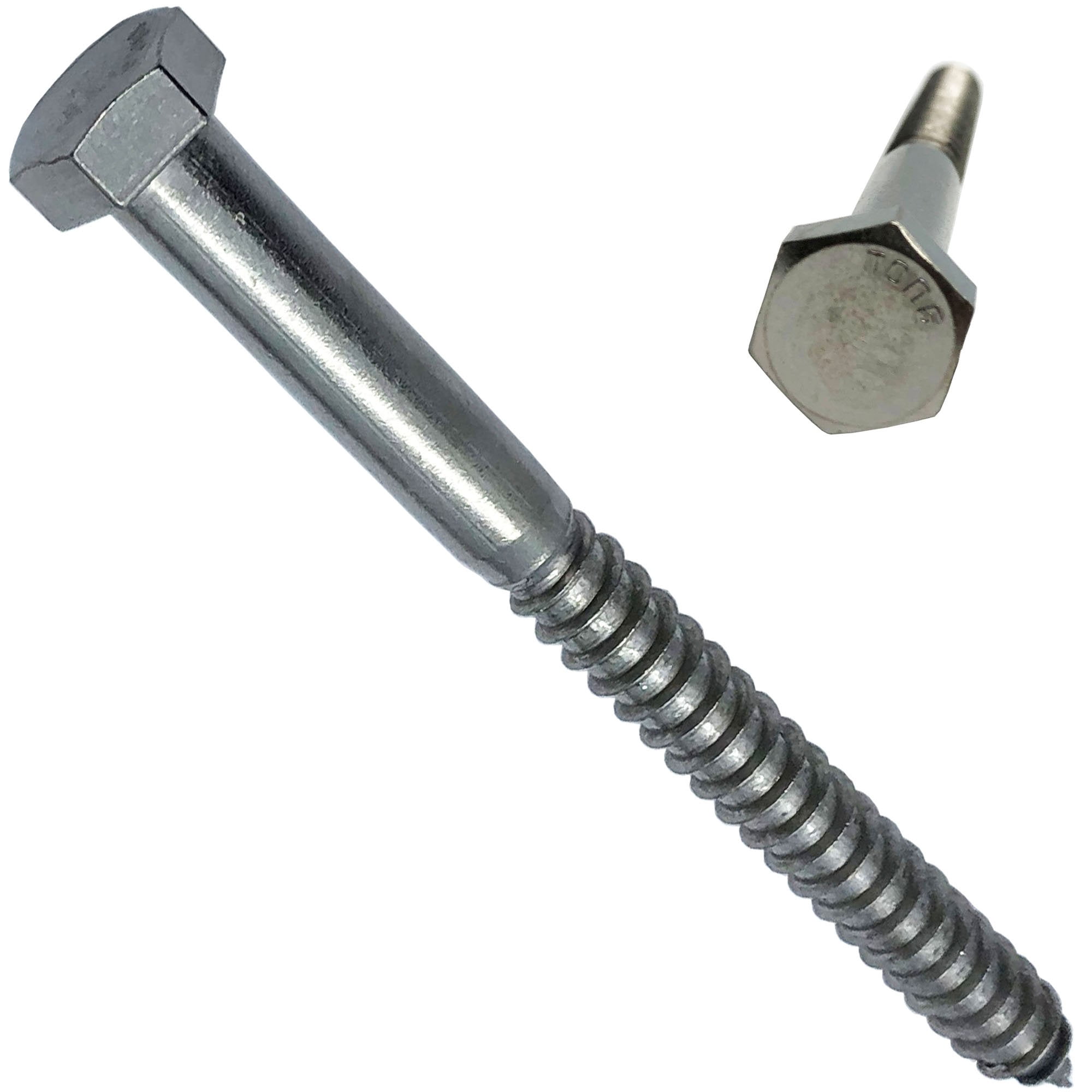 Brauny Boy Lag Screws Stainless Steel Hex Head 50 Pack 3/8 inch x 6 inch