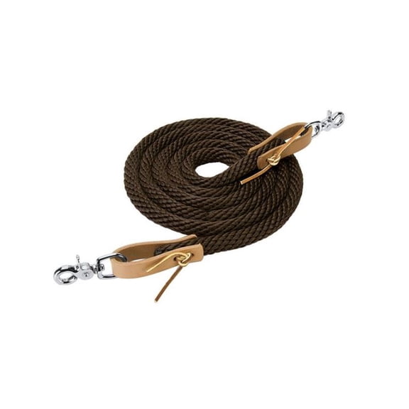 3/8" X 8' Weaver Leather Ends Poly Roper Rein W/ Scissor Snap Brown