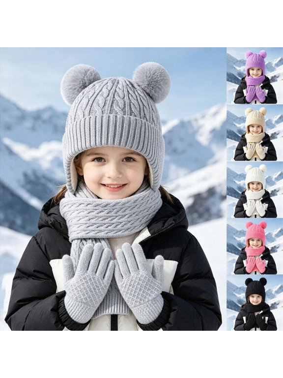 3-8 Years Boys Winter Balaclava Face Cover, Warm Windproof Neck Gaiter Hood for Ski Outdoor Cold Weather Winter Hat For Kids