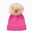 thumbnail image 1 of 3-8 Years Girls Winter Hat Winter Knit Beanie with Pom Pom Warm Fleece Lined, 1 of 6