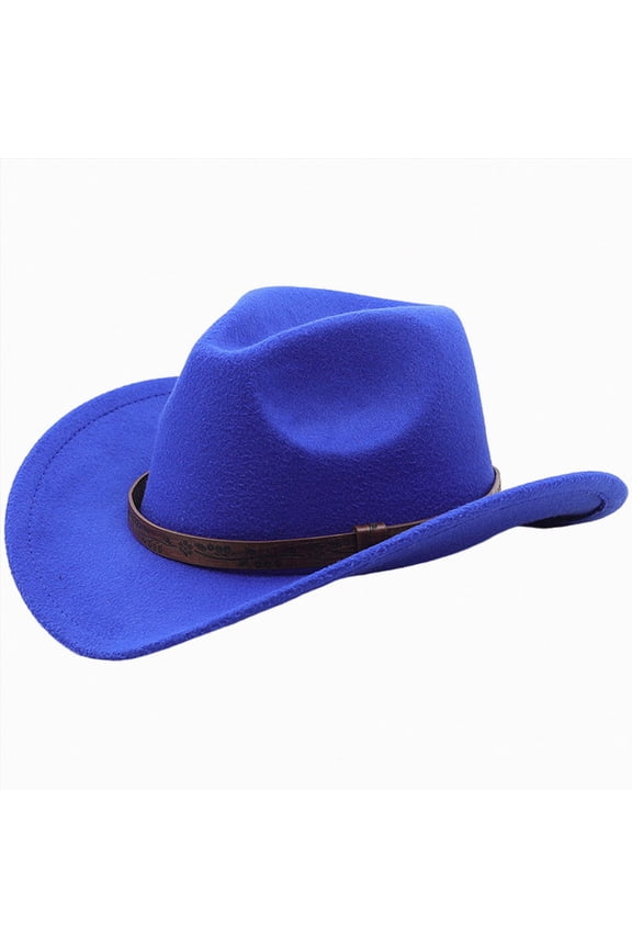 3-8 Years Kids Hat Ethnic Handsome Western Cowboy Hat Childrens Performance Hat Head Upturned Brim Western Cowboy Hat Sun Hat,Blue
