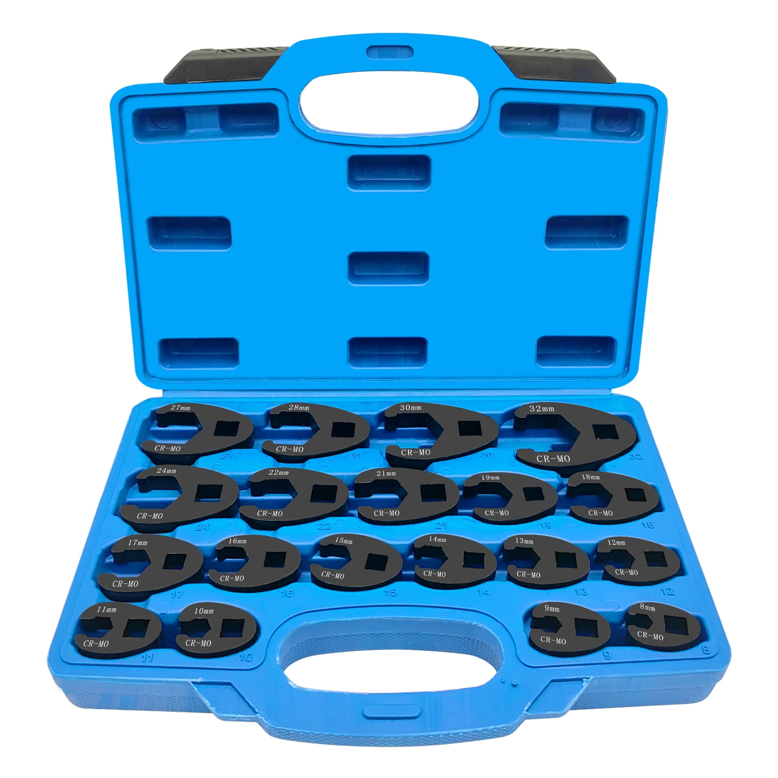 3/8'' and 1/2'' Drive Crowfoot Flare Nut Wrench Set, 19Pcs Metric Tool 8 to 32 mm Sizes, Flare Nut Wrench set for 3/8in and 1/2in Drive Ratchet