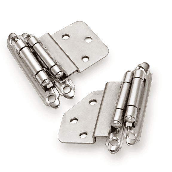 3/8"et Cabinet Hinges Brushed Nickel (10 Pair -20) Offset Sclosing For Kitchen Cabinets Satin W/silicon Bumpers & Upgraded Screws