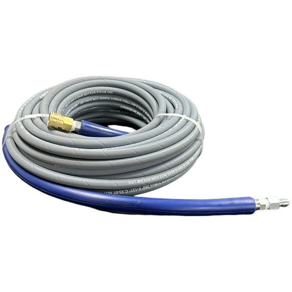 3/8 ft. x 100 ft. Gray Pressure Washer Replacement Hose, Non-Marking with Quick Disconnects
