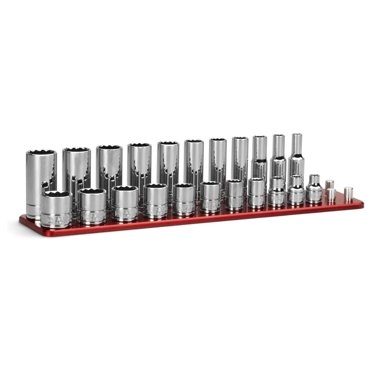 Voche 15pc 3/8" Drive Deep Impact Socket Set Metric 8-22mm With Metal Rail
