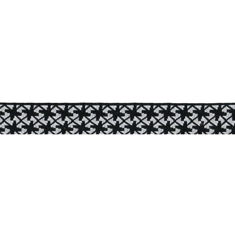 3/8 inch Black and White Pinwheels Jacquard Ribbon Closeout, 10 Yards