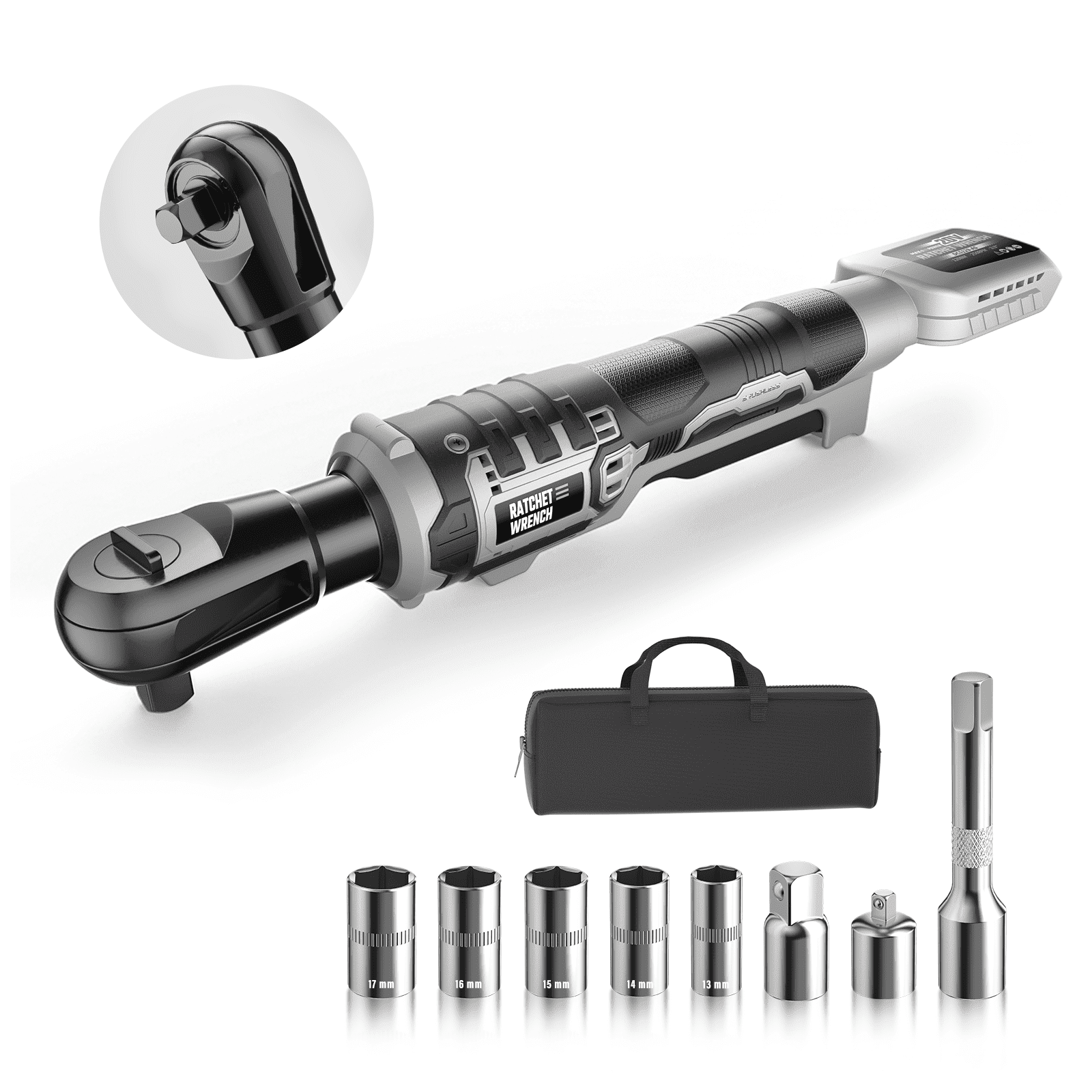 Hyper Tough 12-Volt Cordless Ratchet Wrench Plus 4 Ah Battery