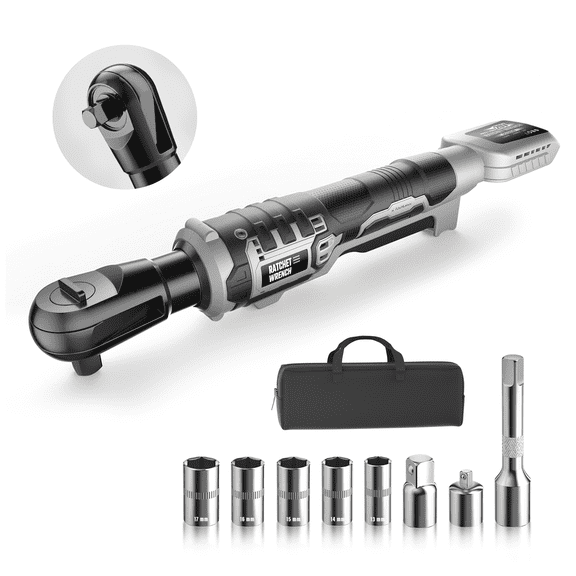 3/8-inch Cordless Electric Ratchet Wrench Set, 88 Ft-Lbs (120N.m) Max Torque, 500 RPM, Variable Speed, Compatible with DEWALT 20V MAX Battery (Tool Only)