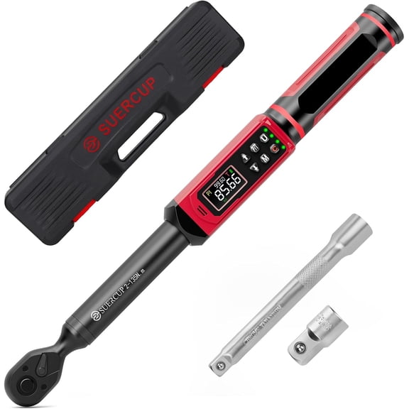 3/8-inch Digital Torque Wrench(1.5-99.6Ft.Lb/2-135Nm) 1% Accuracy Digital Torque Wrench with Vibration, Buzzer,LED Notification and Five Units of Measure, for Motorcycle, Auto Repair