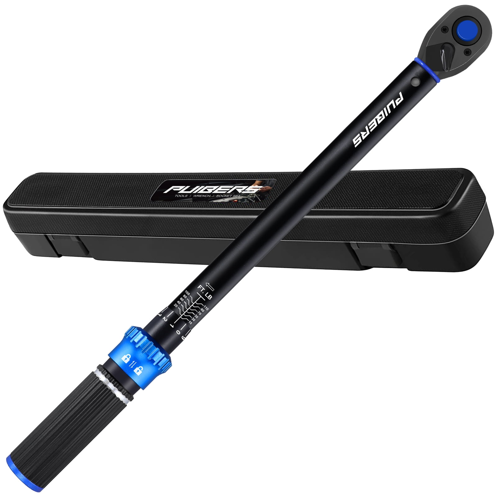 3/8 inch Drive Click Torque Wrench, Torque Wrench 3/8 Torquimetro 10-110 FT.LB/13.6-149.2 Nm, Dual-Direction Adjustable 72 Tooth Click Car Torque Wrench for Bike Moto and Car Repair
