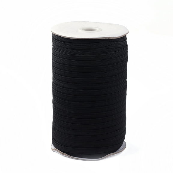 3/8 inch Flat Elastic Rope Cord Heavy Stretch Knit Elastic with Spool Black 10mm about 90~100yards/roll(300 feet/roll)