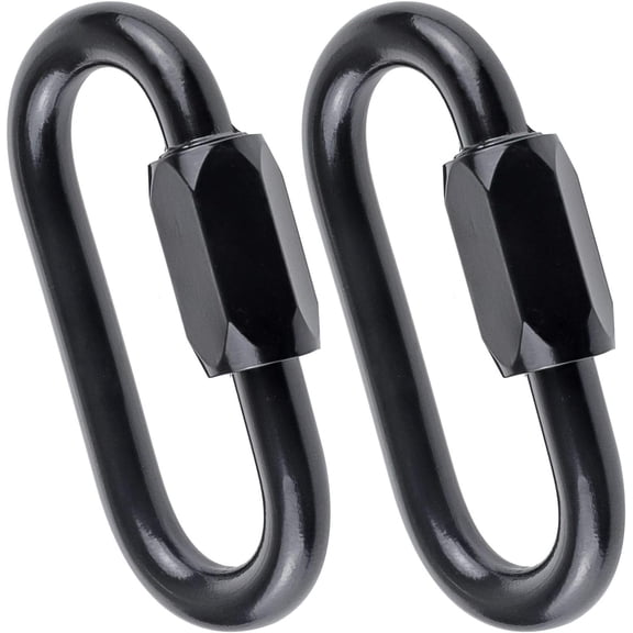 3/8 inch Oval Quick Link Carabiner, 2 Pack M10 Links Chain Connector, Heavy Duty Locking Carabiner for Outdoor Activities