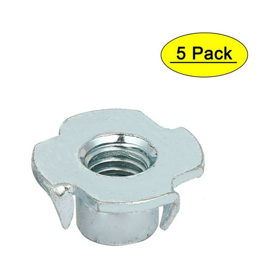 3/8-inch Thread Dia 12mm Height 4 Prongs Fully Threaded Pronged Tee Nuts 5pcs