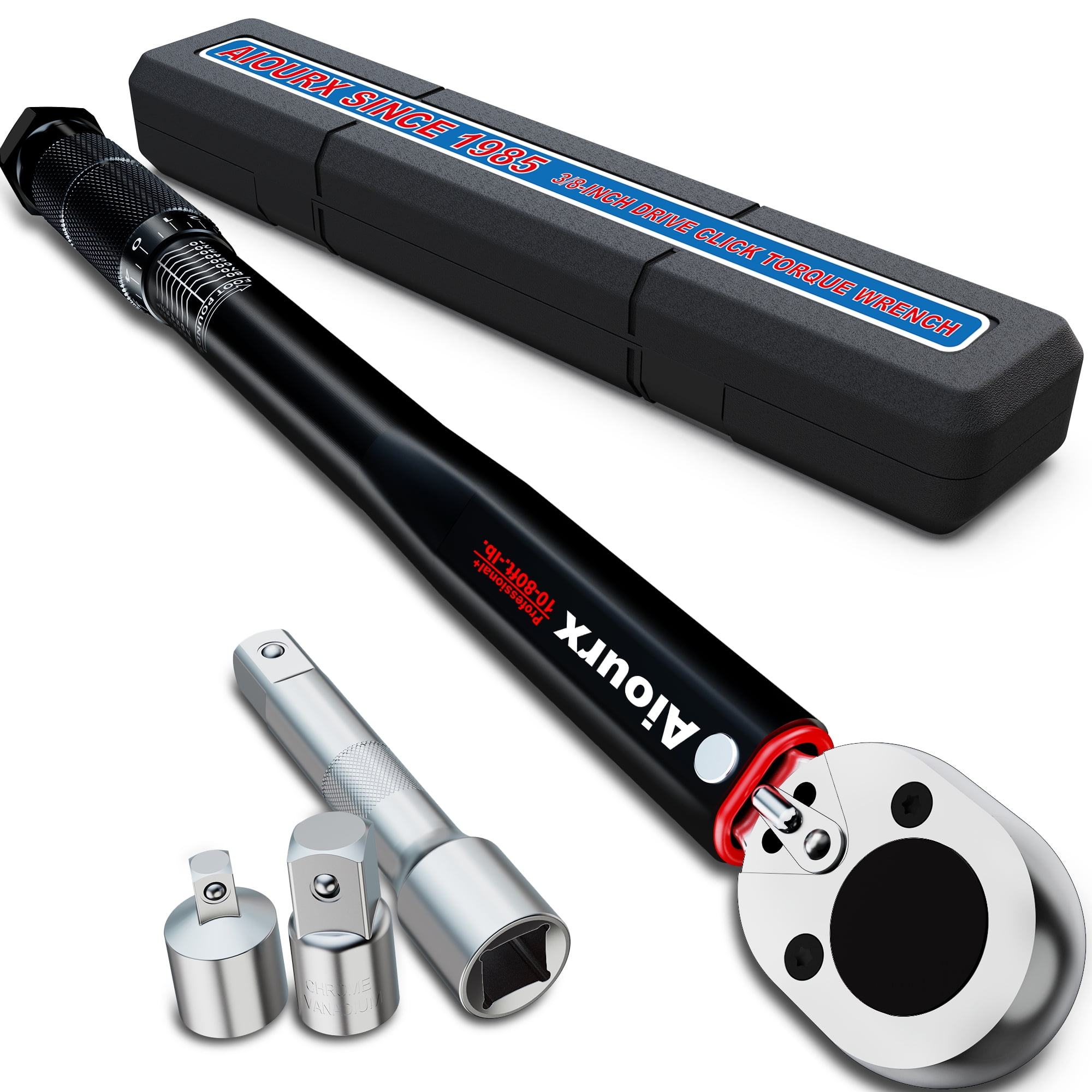 3/8inch Drive Click Torque Wrench Set 5 70 ft.lb. / 6.9 88.2 Nm 5 Piece Black