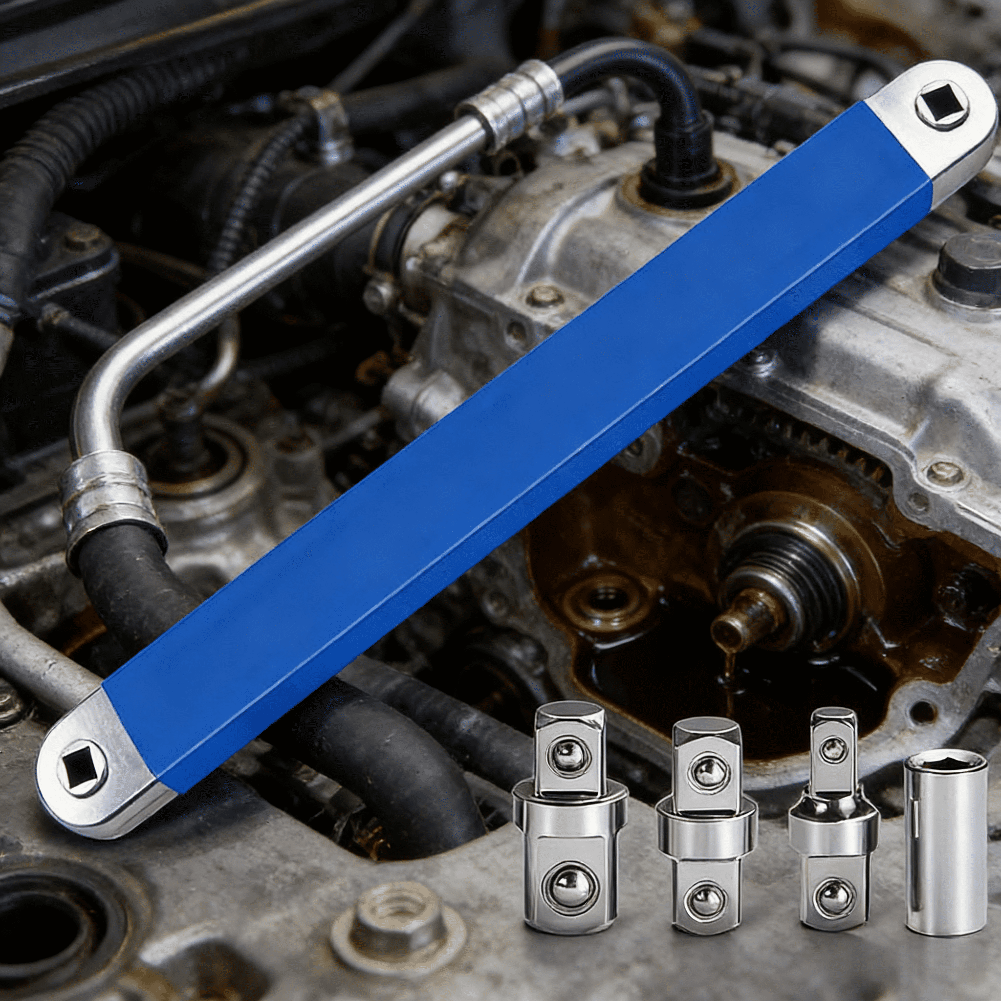 [3/8 inch drive] Offset extension wrench set, ratchet quick wrench ...