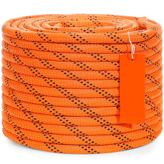 3/8-inch x 120-Foot Double Braid Polyester Arborist Rope, 4000lb Breaking Strength, Orange and Black