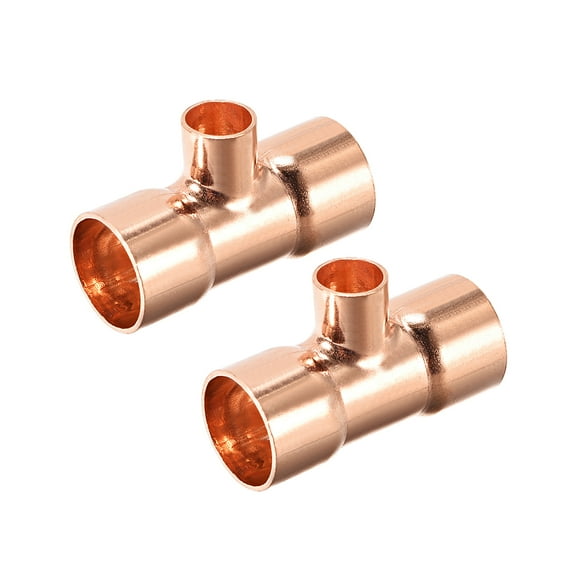 3/8-inch x 3/4-inch Copper Reducing Tee Copper Pressure Pipe Fitting for Plumbing Supply and Refrigeration 2pcs