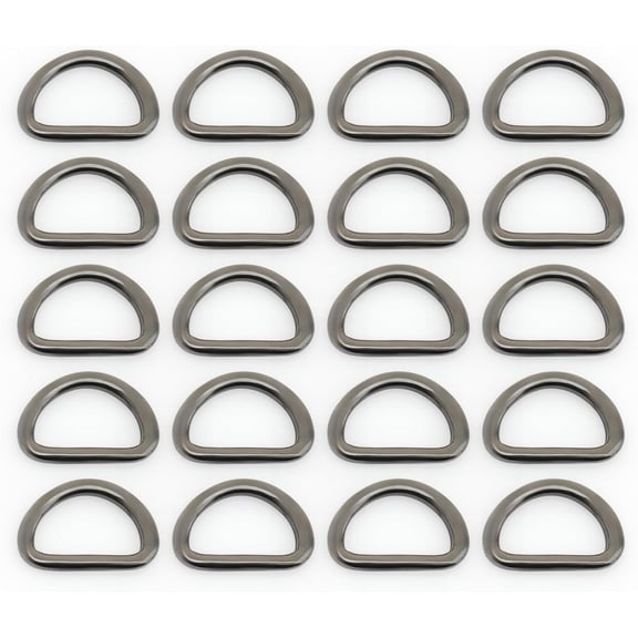 CRAFTME STUDIO 1/2 Inch Metal Welded D-Ring Findings for Zipper Pullers, Lanyards and Purse Making, 50 PCS (Gunmetal)