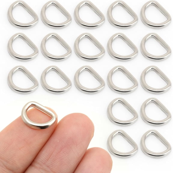 CRAFTME STUDIO 3/8 Inch Metal Welded D-Ring Findings for Zipper Pullers, Lanyards and Purse Making, 50 PCS (Silver)