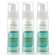 Nurture Rinse Free Body Wash & Shampoo, Hospital Grade Waterless Cleansing Foam for Hair & Body, Ideal for Sensitive Skin, Women, Elderly, 3 Pack