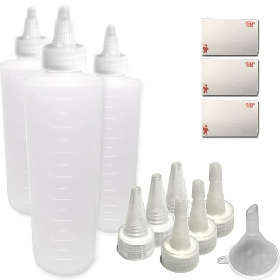 (3) 8 oz Empty Plastic Bottles with Twist Head Dispenser food safe, Semi Transparent, 3pack