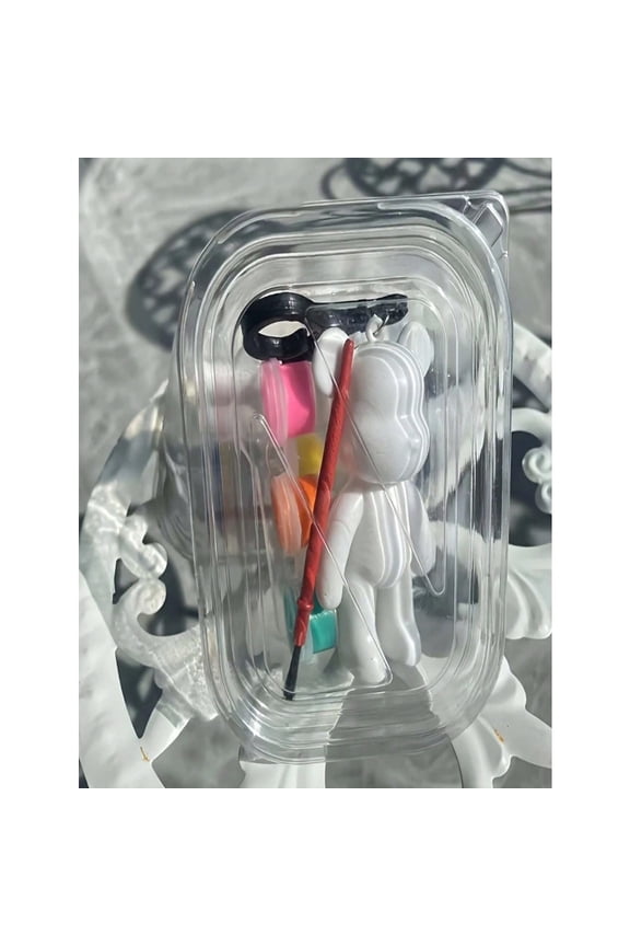 3/8 pieces of creative handmade keychains, colorful bear keychains, made of plastic - to enhance creativity and craftsmanship, homemade plaster set, including paintable little white plaster models