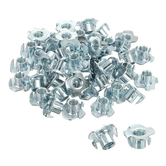 3/8" x 1/2" T-Nuts, 50 Pcs 4 Pronged Tee Nuts Threaded Inserts for Wood Working Rock Climbing Holds Furniture Cabinetry, Blue