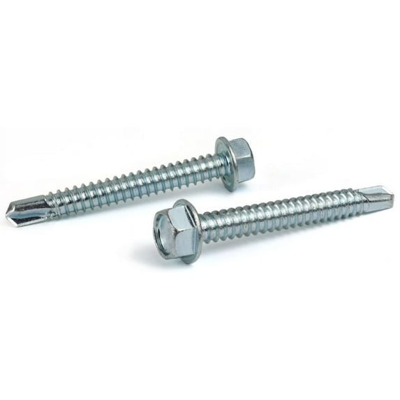 3/8" x 1 3/4" Self-Drilling Screws / Unslotted / Hex Washer Head / Steel / Zinc - 600 Piece Carton