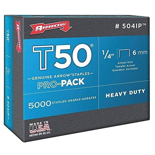3/8" x 1/4" T50 Heavy Duty Flat Crown Staples, 5000 pk.
