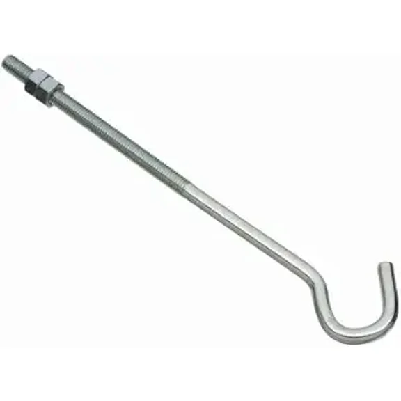 3/8" x 10" Screw In Metal Hook Bolt & Hex Nut