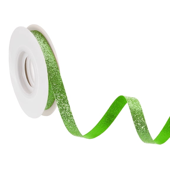 3/8" x 10 Yards Sparkle Ribbons, Gift Wrapping Crafts Cut Edge Ribbon, Green