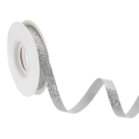 3/8" x 10 Yards Sparkle Ribbons, Gift Wrapping Crafts Cut Edge Ribbon, Silver