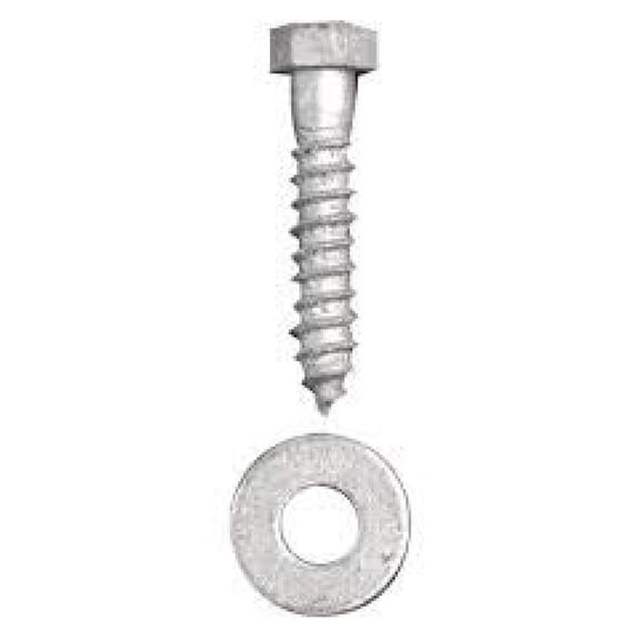 3/8" x 2-1/2" (100 Pack) Galvanized Lag Screw Kit Grade A, Includes: 3/8" USS Flat Washers (100 pc) - Hot Dip Galvanized for Exterior Use - by ,