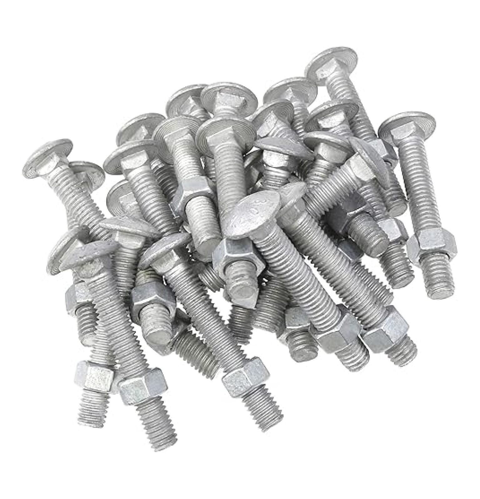 3/8 x 2 1/2" Long Carriage Bolts with Nuts, Galvanized Steel (Pack of 25)