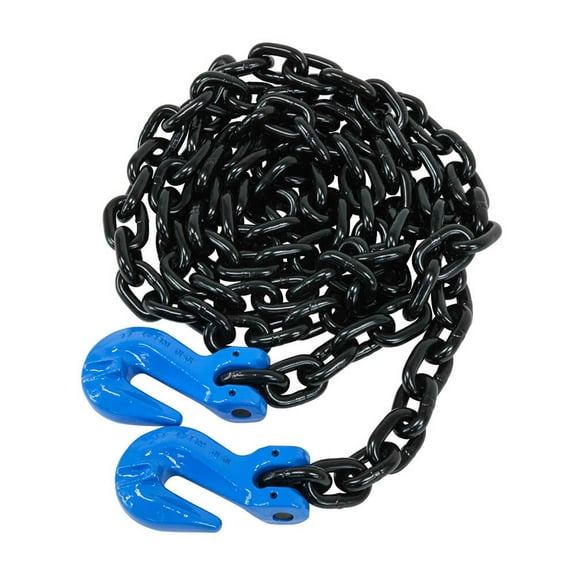 3/8" x 20' G100 High Grade Transportation Chain w/ Grab Hooks, 8800 lbs WLL