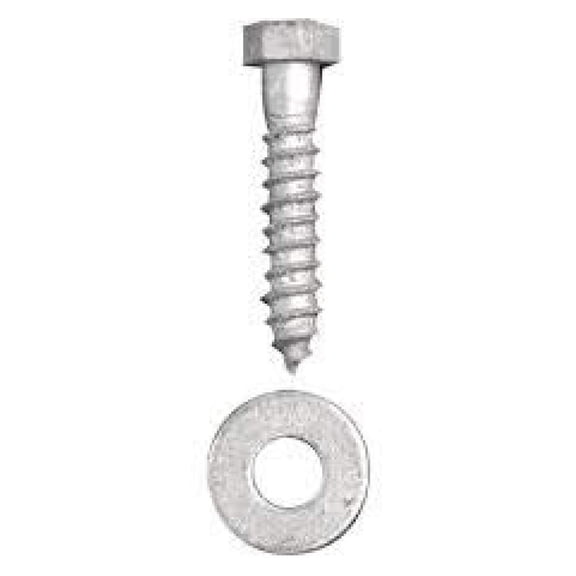 3/8" x 3-1/2" (50 Pack) Galvanized Lag Screw Kit Grade A, Includes: 3/8" USS Flat Washers (50 pc) - Hot Dip Galvanized for Exterior Use - by ,