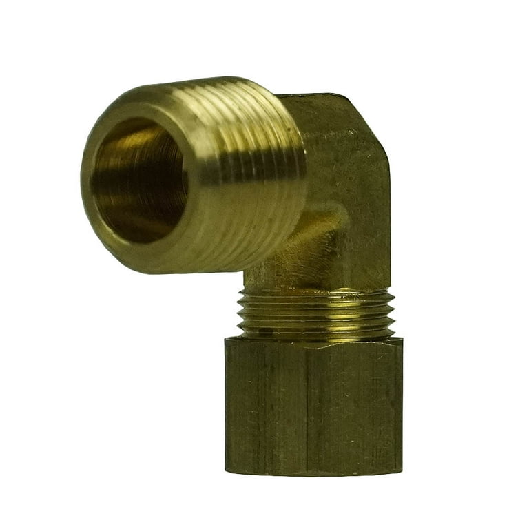 3/8 x 3/8 Compression x Male NPT 90 Degree Elbow Forged Brass Fitting  69EEE 