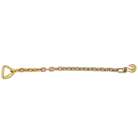 US Cargo Control Chain Extension, 3/8 Inch X 34 Inch, Includes D-Ring and Grab Hook End Fittings, Grade 70, 6,666 Pound Working Load Limit