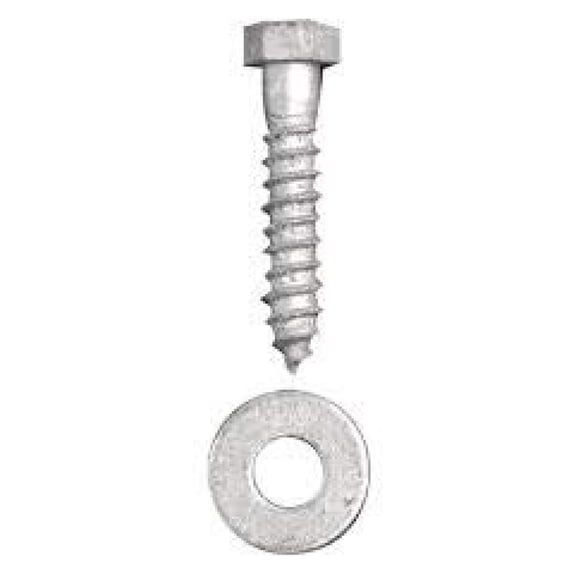 3/8" x 4-1/2" (50 Pack) Galvanized Lag Screw Kit Grade A, Includes: 3/8" USS Flat Washers (50 pc) - Hot Dip Galvanized for Exterior Use - by ,