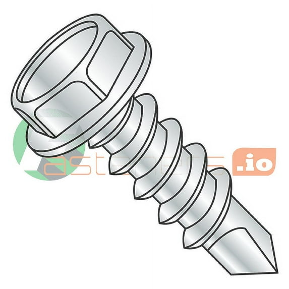 3/8" x 5" Self-Drilling Screws / Unslotted / Hex Washer Head / Steel / Zinc / #3 Drill Point (Quantity: 200 pcs)