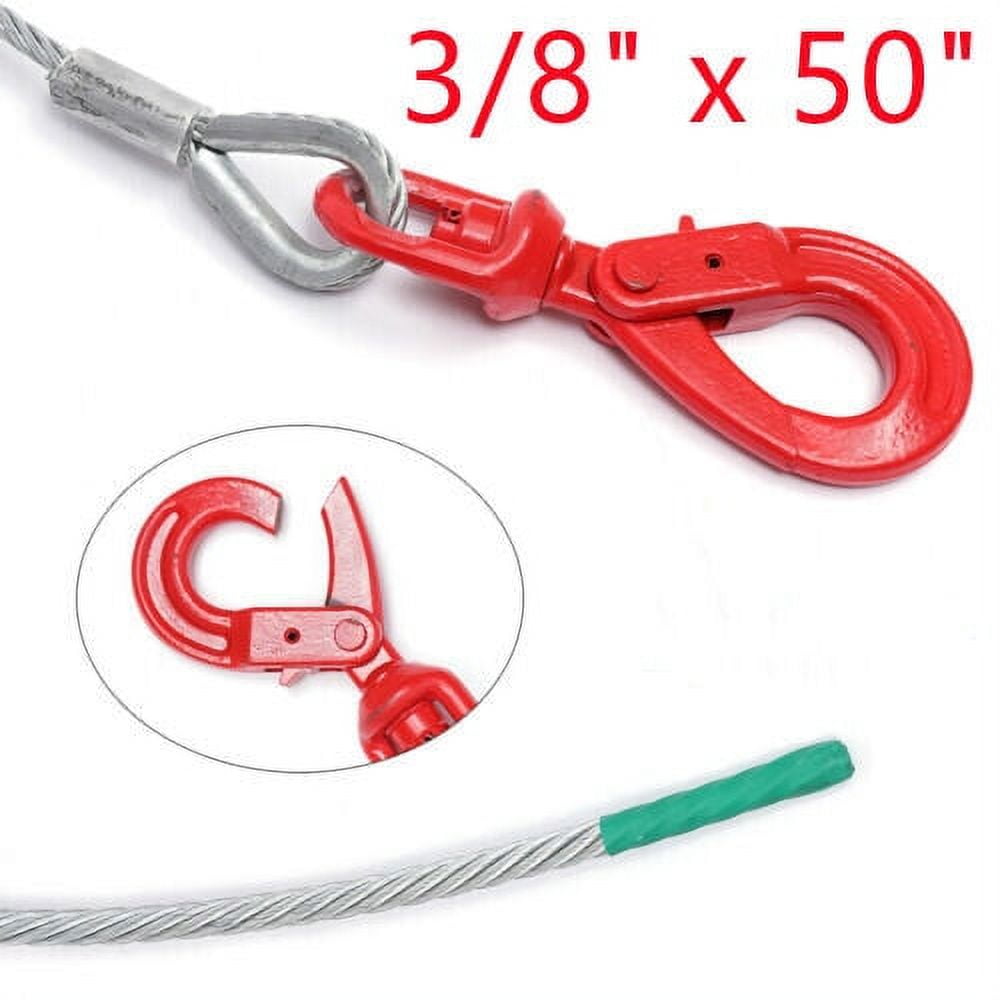 3/8 x 50'' Galvanized Wire Rope Steel Winch Cable with Self Locking Swivel  Hook Wire Rope Winch Cable 3/8''x50'' Self Locking Swivel hook Tow Truck