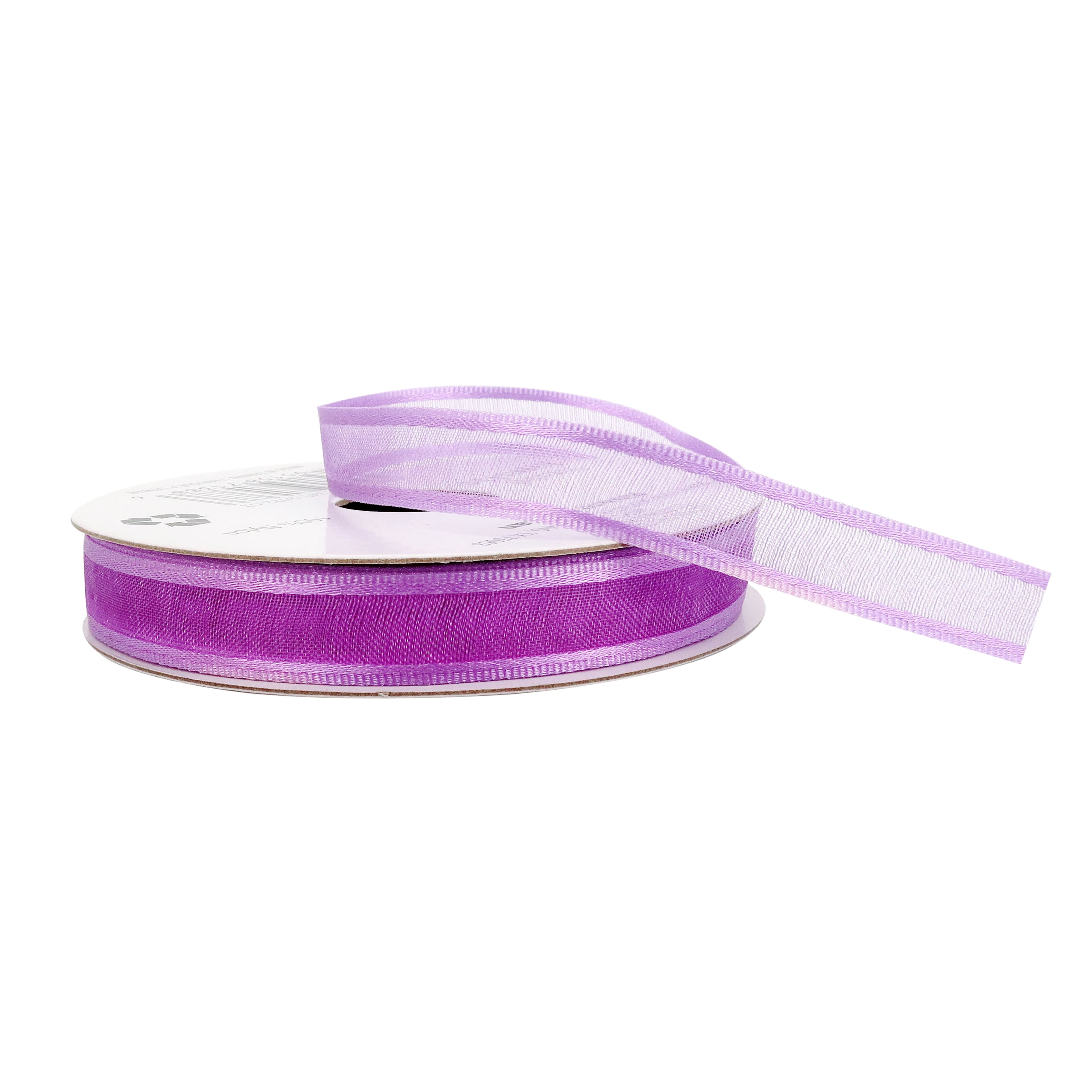 Celebrate It 3/8" x 5yd. Lavender Sheer Satin Edge Ribbon - Non-Wired with Woven Selvage, Nylon, Ideal for Gift Wrapping, Baskets & Crafts, 24 Pack