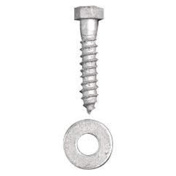 3/8" x 6" (50 Pack) Galvanized Lag Screw Kit Grade A, Includes: 3/8" USS Flat Washers (50 pc) - Hot Dip Galvanized for Exterior Use - by ,