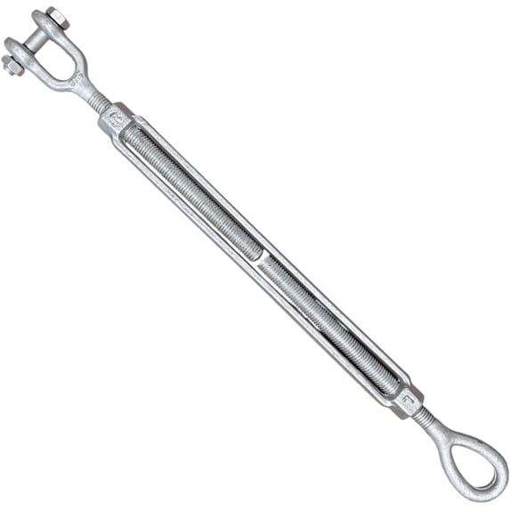 3/8" x 6" Drop Forged/Hot Dipped Galvanized Steel Eye/Jaw Turnbuckle for Wire Rope Cable 1-Pack